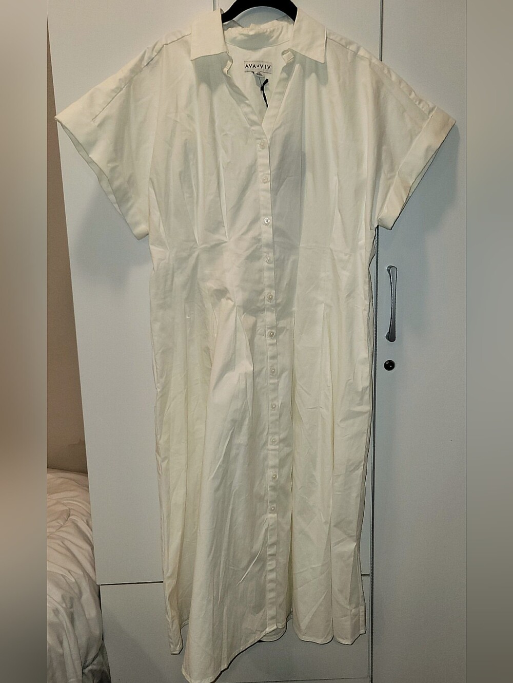 Ava & Viv White Button-Front Maxi Dress - Picture 3 of 4